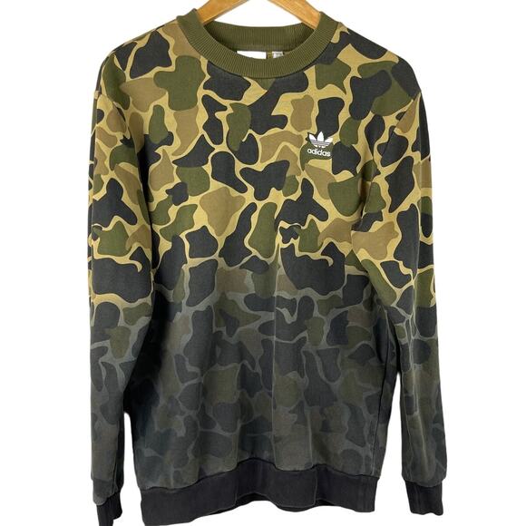 Adidas Originals Camo Camouflage Drip‎ Effect Sweatshirt Trefoil Size Small - Picture 6 of 10